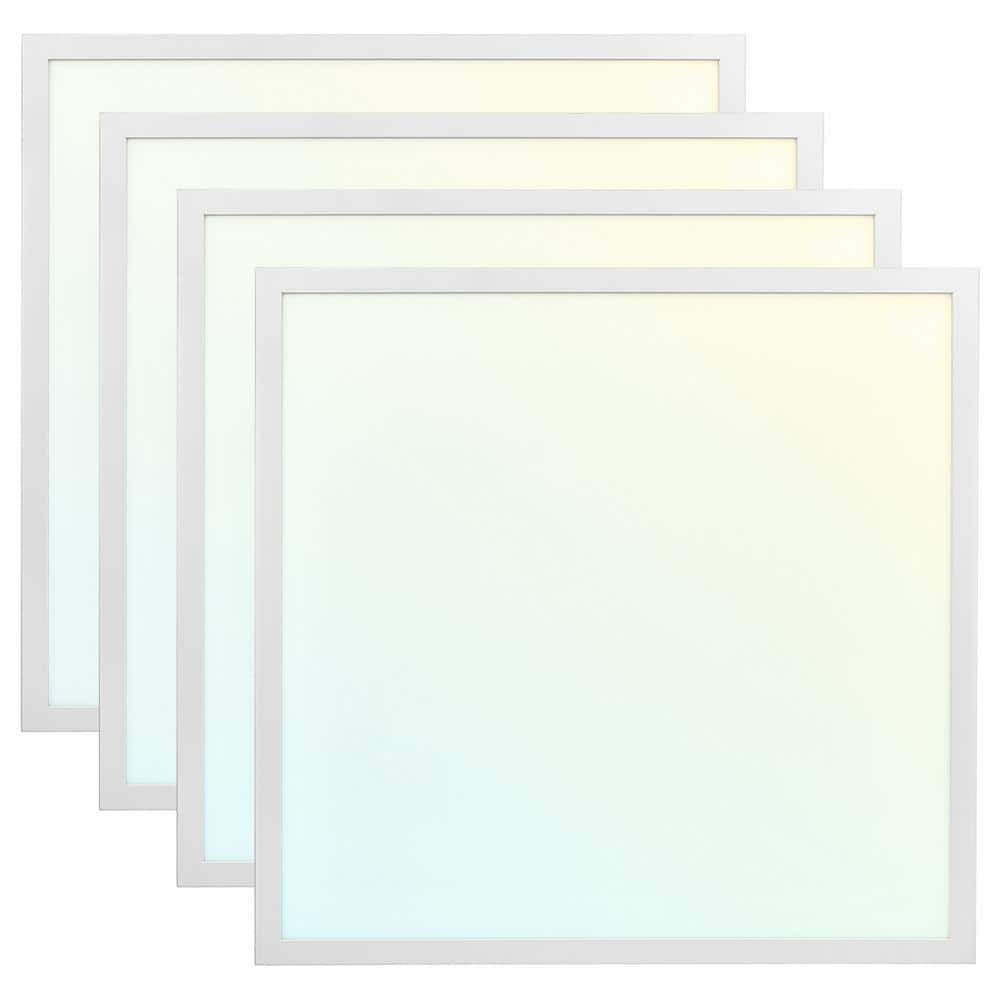 LUXRITE 2 ft. x 2 ft. Integrated LED Flat Panel Light 30/35/40-Watt 3 Color Selectable, 3750/4375/5000 Lumens ETL DLC (4-Pack)