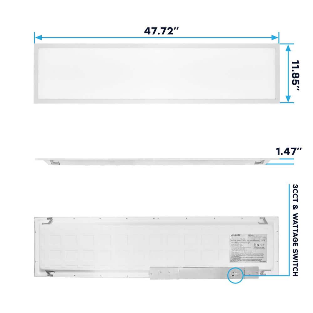 LUXRITE 1 x 4 ft. 3750/4375/5000 Lumen Integrated LED Panel Light 3 Color Options 3500K/4000K/5000K Dimmable 30/35/40W 4-Pack
