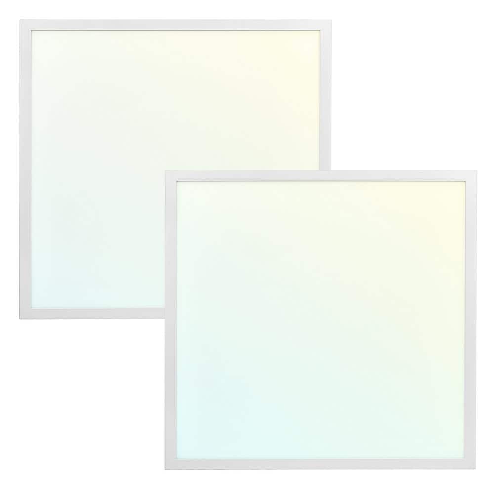 LUXRITE 2 x 2 ft. Integrated LED Flat Panel Light 5-CCT 3000K - 6500K, 20/30/40W, 5000-Lumens 0-10V Dimmable DLC and ETL 2-Pack