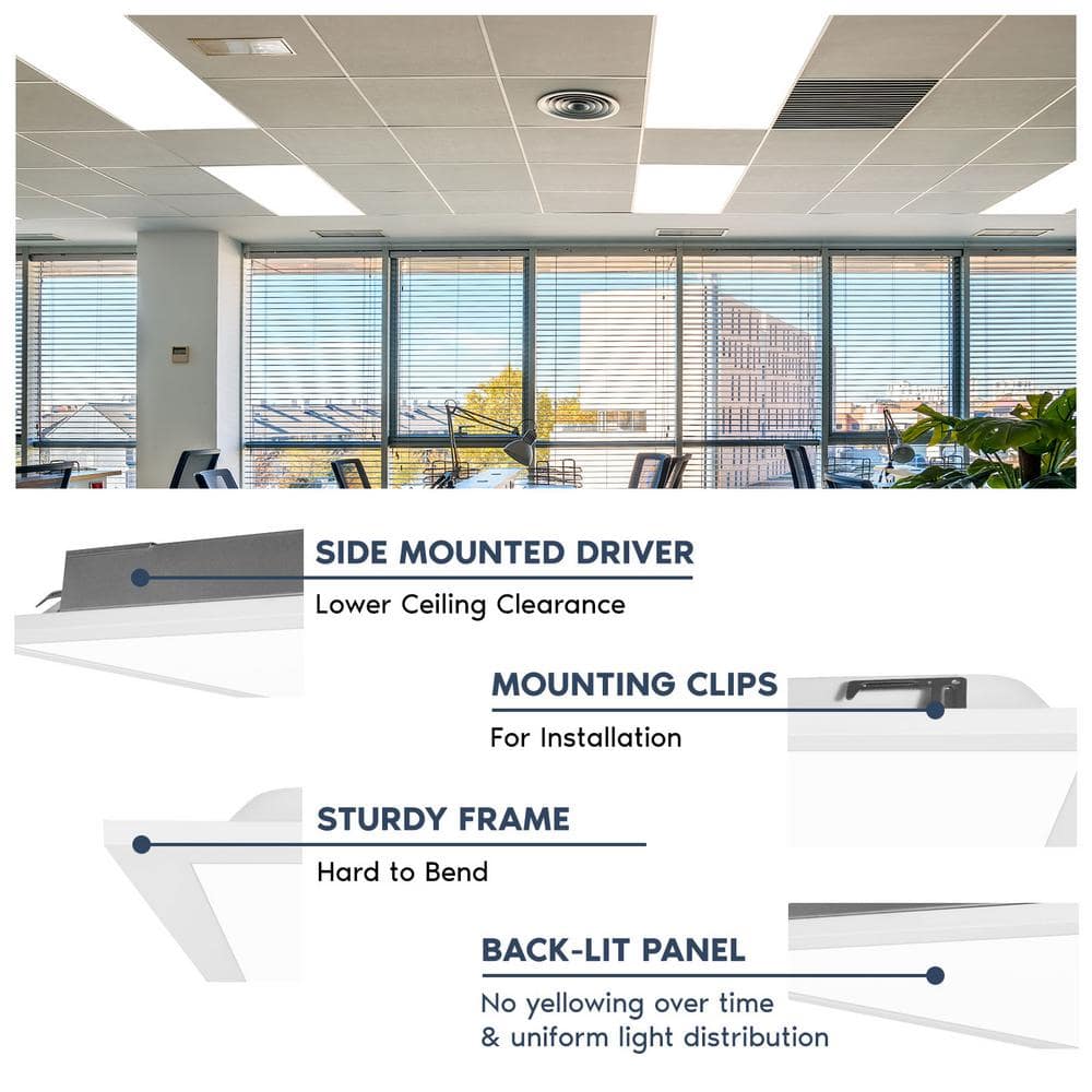 LUXRITE 2 x 4 ft. Integrated LED Flat Panel Light 5CCT 3000K - 6500K, 30 /40 /50W, 6250 Lumens, 0-10-Votls Dimmable ETL 4-Pack