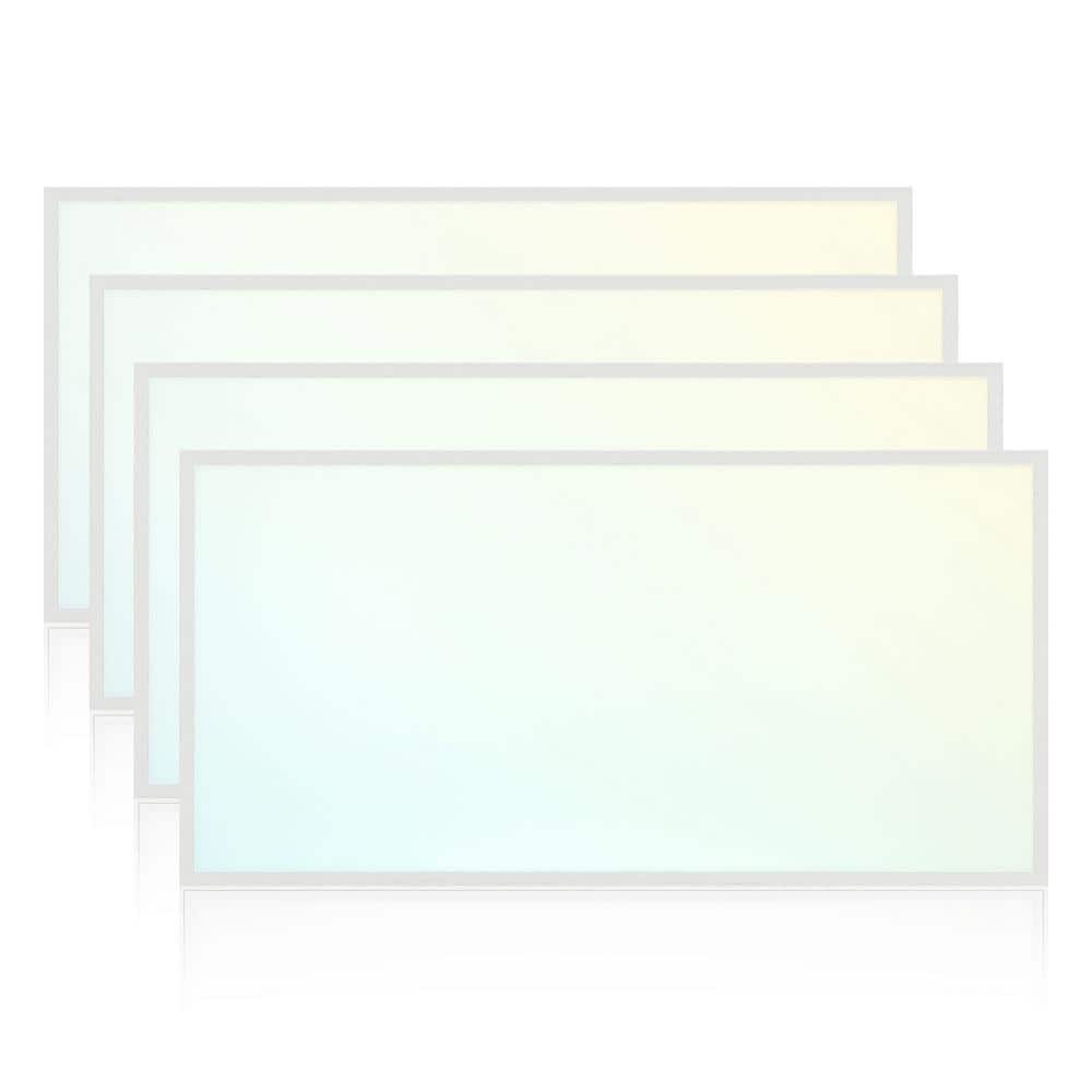 LUXRITE 2 x 4 ft. Integrated LED Flat Panel Light 5CCT 3000K - 6500K, 30 /40 /50W, 6250 Lumens, 0-10-Votls Dimmable ETL 4-Pack
