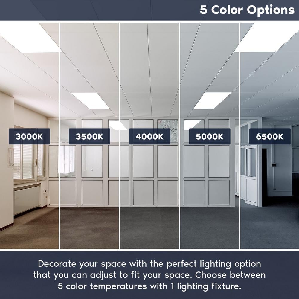LUXRITE 2 x 4 ft. Integrated LED Flat Panel Light 5CCT 3000K - 6500K, 30 /40 /50W, 6250 Lumens, 0-10-Votls Dimmable ETL 4-Pack