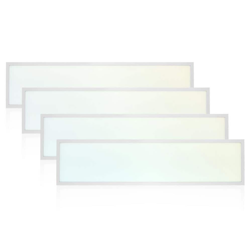LUXRITE 1 x 4 ft. Integrated LED Flat Panel Light, 5CCT 3000K - 6500K, 20 /30 /40W 5000 Lumens 0-10-Votls Dimmable ETL 4-Pack