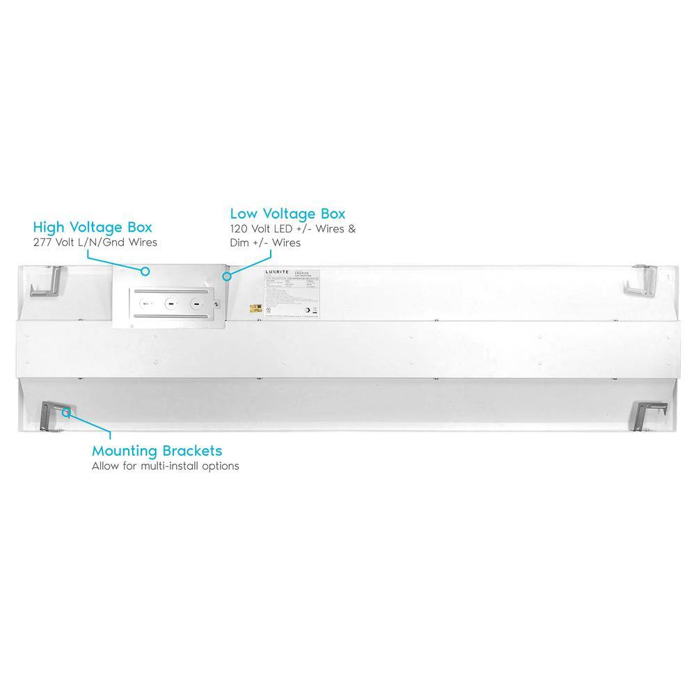 LUXRITE 1 ft. x 4 ft. Center Basket LED Troffer Panel Light 2000/2500/3750 Lumens 3500K/4000K/5000K Dimmable Damp Rated (2-Pack)