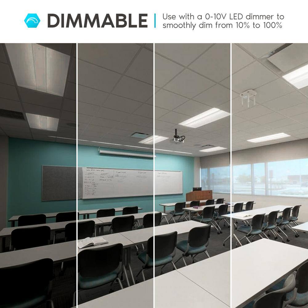 LUXRITE 1 ft. x 4 ft. Center Basket LED Troffer Panel Light 2000/2500/3750 Lumens 3500K/4000K/5000K Dimmable Damp Rated (2-Pack)