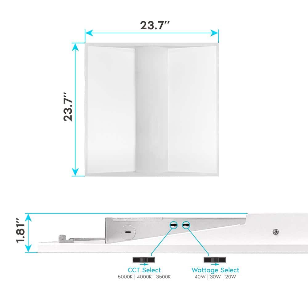LUXRITE 2 ft. x 2 ft. 2500/3750/5000 Lumens Integrated LED Panel Light 3 Color Options 3500K/4000K/5000K Dimmable (4-Pack)