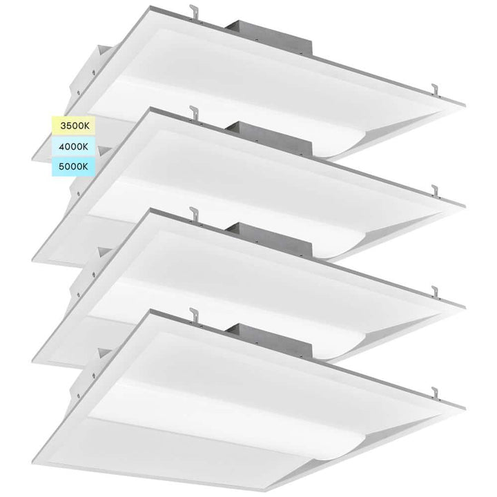 LUXRITE 2 ft. x 2 ft. 2500/3750/5000 Lumens Integrated LED Panel Light 3 Color Options 3500K/4000K/5000K Dimmable (4-Pack)