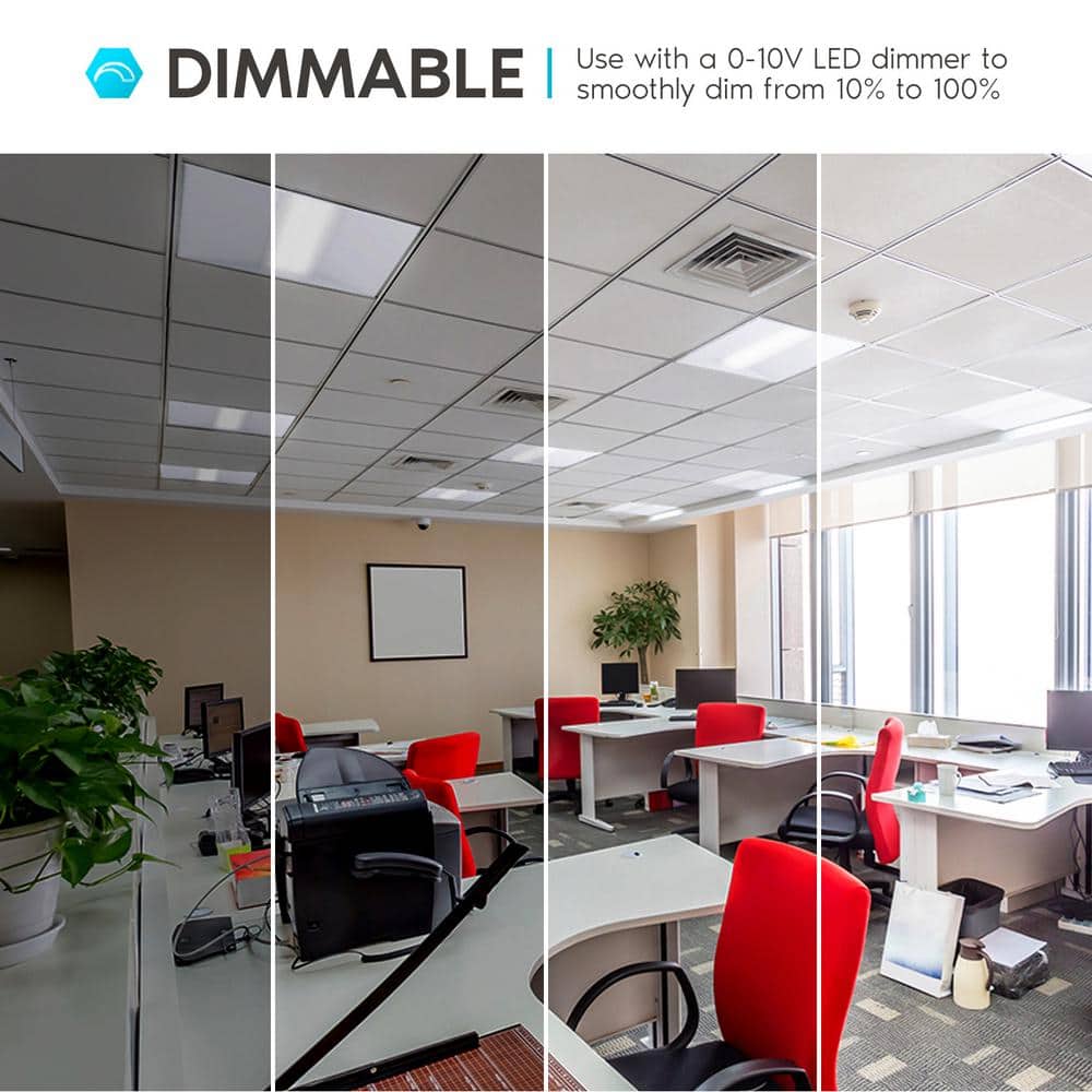 LUXRITE 2 ft. x 2 ft. 2500/3750/5000 Lumens Integrated LED Panel Light 3 Color Options 3500K/4000K/5000K Dimmable (4-Pack)