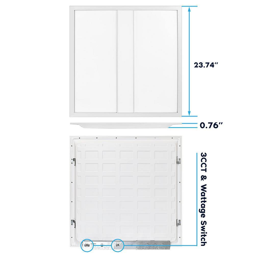 LUXRITE 2 ft. x 2 ft. 2750/3300/3850 Lumens Integrated LED Panel-Light 3 Color Options 3500K/4000K/5000K Dimmable (2-Pack)