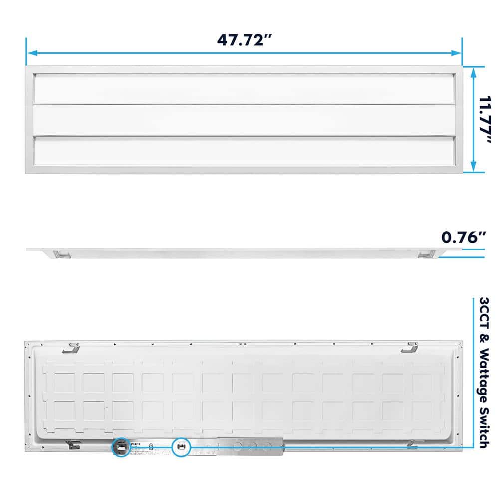 LUXRITE 1 ft. x 4 ft. 2750/3300/3850 Lumens Integrated LED Panel-Light 3 Color Options 3500K/4000K/5000K Dimmable (4-Pack)
