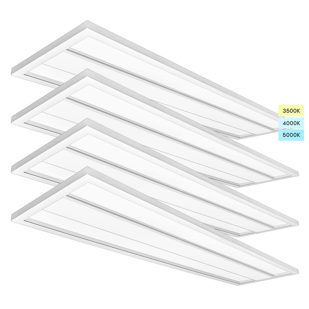 LUXRITE 1 ft. x 4 ft. 2750/3300/3850 Lumens Integrated LED Panel-Light 3 Color Options 3500K/4000K/5000K Dimmable (4-Pack)