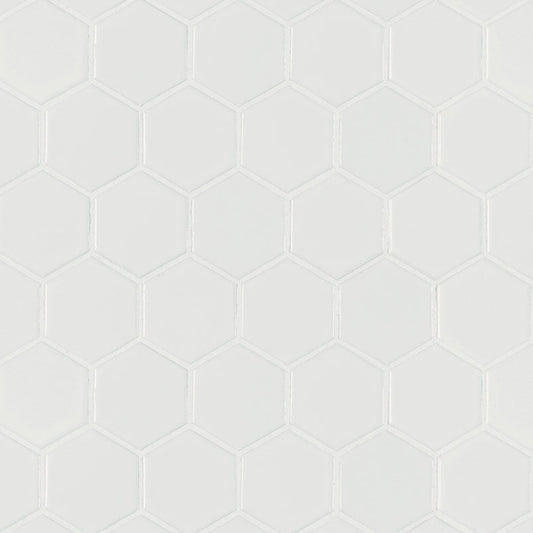 MSI 10.55 in. x 11.02 in. x 6 mm White Hexagon Matte Porcelain Mesh-Mounted Mosaic Tile (0.81 sq. ft.)