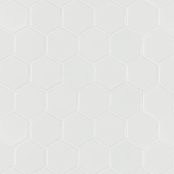 MSI 10.55 in. x 11.02 in. x 6 mm White Hexagon Matte Porcelain Mesh-Mounted Mosaic Tile (0.81 sq. ft.)