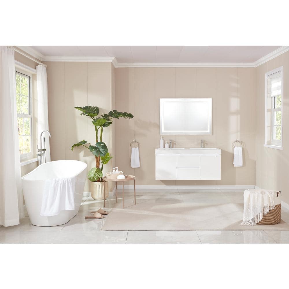 Vanity Art Bourges 55 in. Acrylic Flatbottom Soaking Bathtub in White/Matte Black