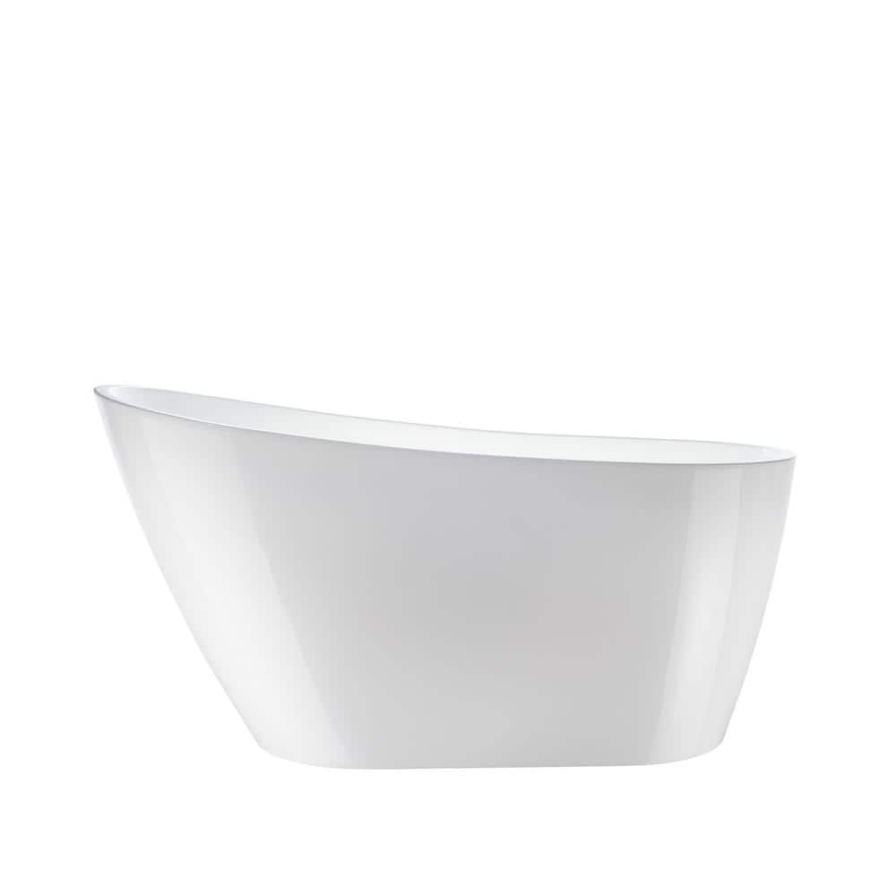 Vanity Art Bourges 55 in. Acrylic Flatbottom Soaking Bathtub in White/Matte Black