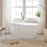 Vanity Art Bourges 55 in. Acrylic Flatbottom Soaking Bathtub in White/Matte Black
