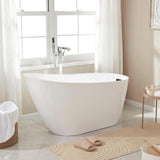 Vanity Art Bourges 55 in. Acrylic Flatbottom Soaking Bathtub in White/Matte Black