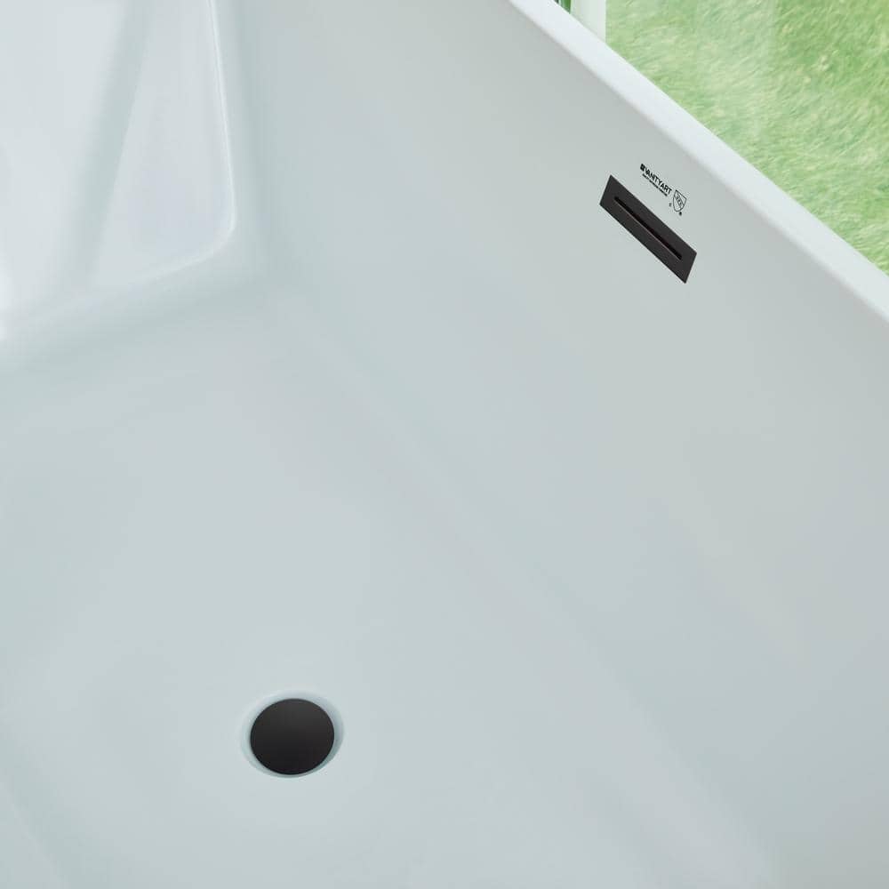 Vanity Art Talence 59 in. Acrylic Flatbottom Freestanding Bathtub in White/Matte Black