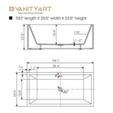 Vanity Art Talence 59 in. Acrylic Flatbottom Freestanding Bathtub in White/Matte Black