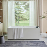 Vanity Art Talence 59 in. Acrylic Flatbottom Freestanding Bathtub in White/Matte Black