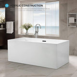 Vanity Art Talence 59 in. Acrylic Flatbottom Freestanding Bathtub in White/Matte Black