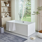 Vanity Art Talence 59 in. Acrylic Flatbottom Freestanding Bathtub in White/Matte Black
