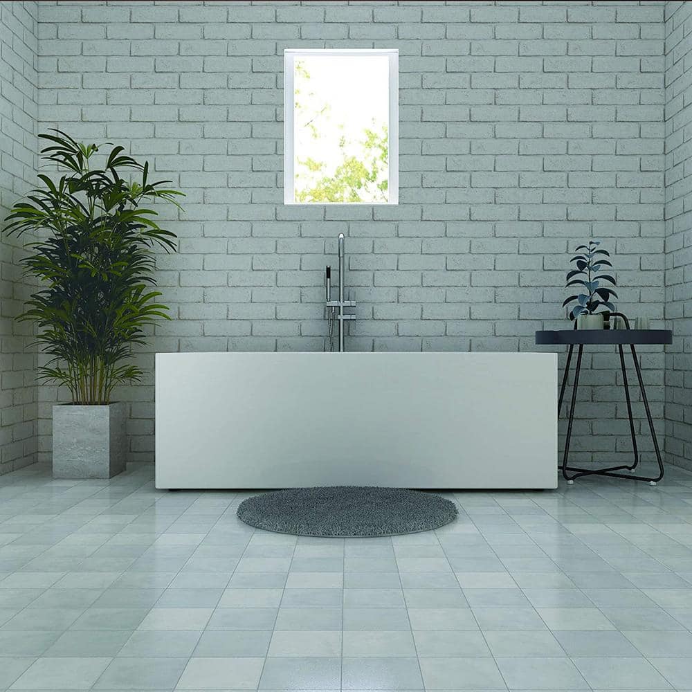 Vanity Art Talence 59 in. Acrylic Flatbottom Freestanding Bathtub in White/Matte Black