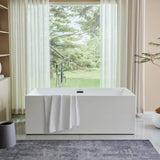 Vanity Art Talence 59 in. Acrylic Flatbottom Freestanding Bathtub in White/Matte Black