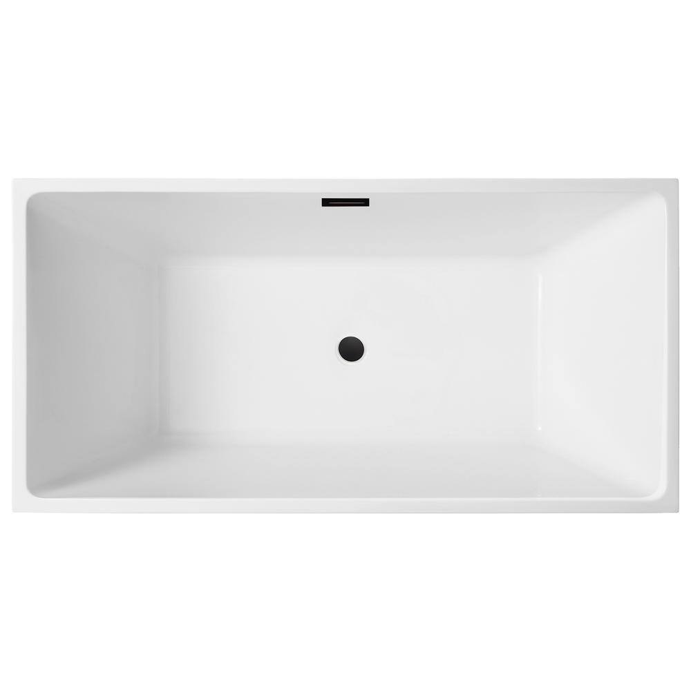 Vanity Art Talence 59 in. Acrylic Flatbottom Freestanding Bathtub in White/Matte Black