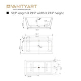 Vanity Art Tarbes 59 in. Acrylic Flatbottom Freestanding Bathtub in White/Matte Black