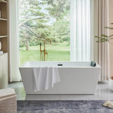 Vanity Art Tarbes 59 in. Acrylic Flatbottom Freestanding Bathtub in White/Matte Black