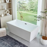 Vanity Art Tarbes 59 in. Acrylic Flatbottom Freestanding Bathtub in White/Matte Black