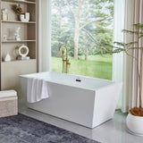 Vanity Art Tarbes 59 in. Acrylic Flatbottom Freestanding Bathtub in White/Matte Black