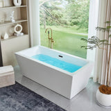 Vanity Art Tarbes 59 in. Acrylic Flatbottom Freestanding Bathtub in White/Matte Black