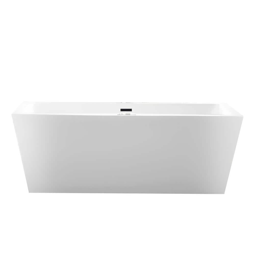 Vanity Art Tarbes 59 in. Acrylic Flatbottom Freestanding Bathtub in White/Matte Black