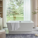 Vanity Art Tarbes 59 in. Acrylic Flatbottom Freestanding Bathtub in White/Matte Black