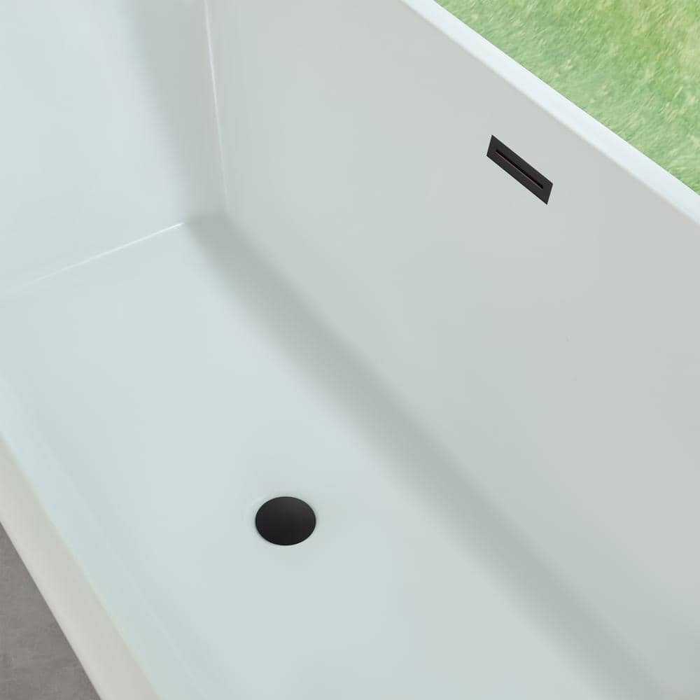 Vanity Art Nantes 67 in. x 30 in. Acrylic Freestanding Soaking Bathtub with Center Drain in White/Matte Black