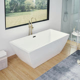 Vanity Art 67 in. Acrylic Flatbottom Freestanding Bathtub in White/Matte Black