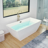 Vanity Art 67 in. Acrylic Flatbottom Freestanding Bathtub in White/Matte Black
