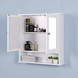 Nivencai 22 in. W x 5 in. D x 23 in. H Rectangular White Wood Medicine Cabinet with Mirror and Adjustable Shelf