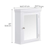 Teamson Home Chestnut 18.5 in. W x 20 in. H White Wooden Surface Mount Bathroom Medicine Cabinet with Mirror and Crown Molded Top