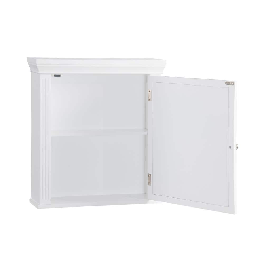 Teamson Home Chestnut 18.5 in. W x 20 in. H White Wooden Surface Mount Bathroom Medicine Cabinet with Mirror and Crown Molded Top