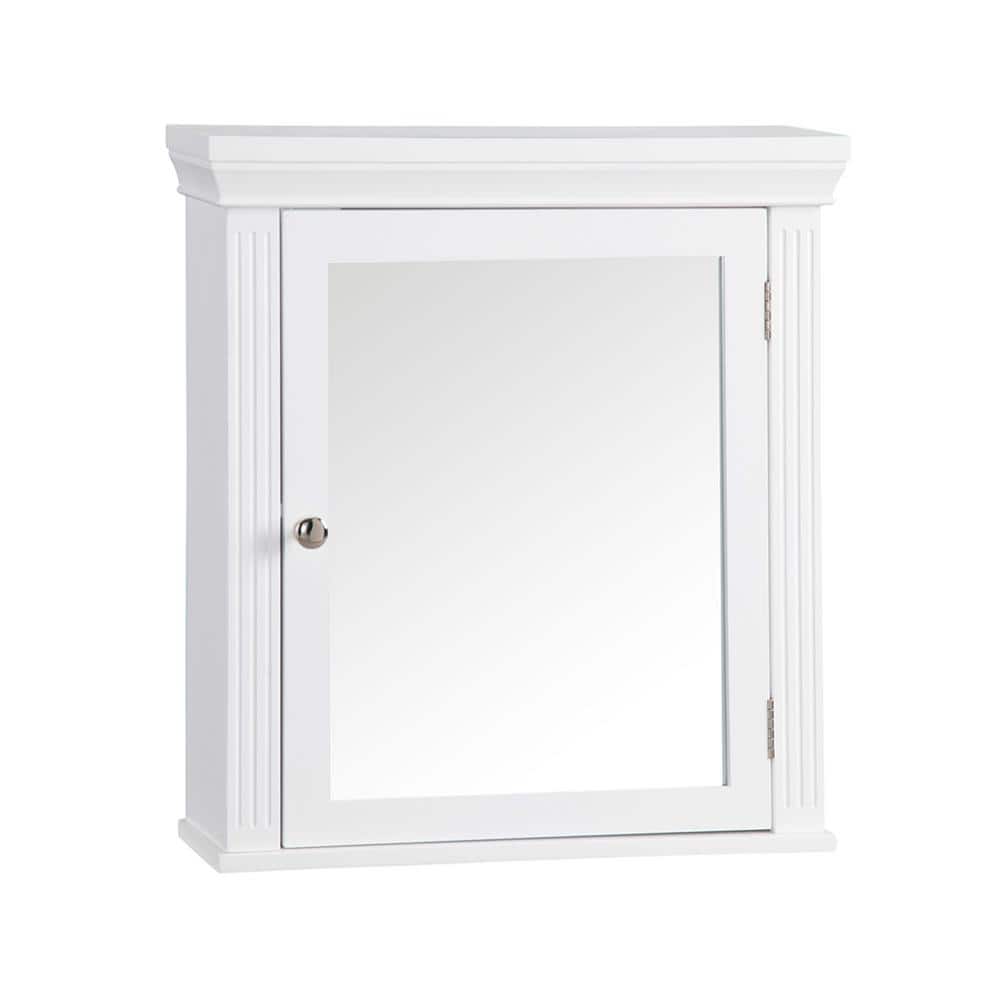 Teamson Home Chestnut 18.5 in. W x 20 in. H White Wooden Surface Mount Bathroom Medicine Cabinet with Mirror and Crown Molded Top