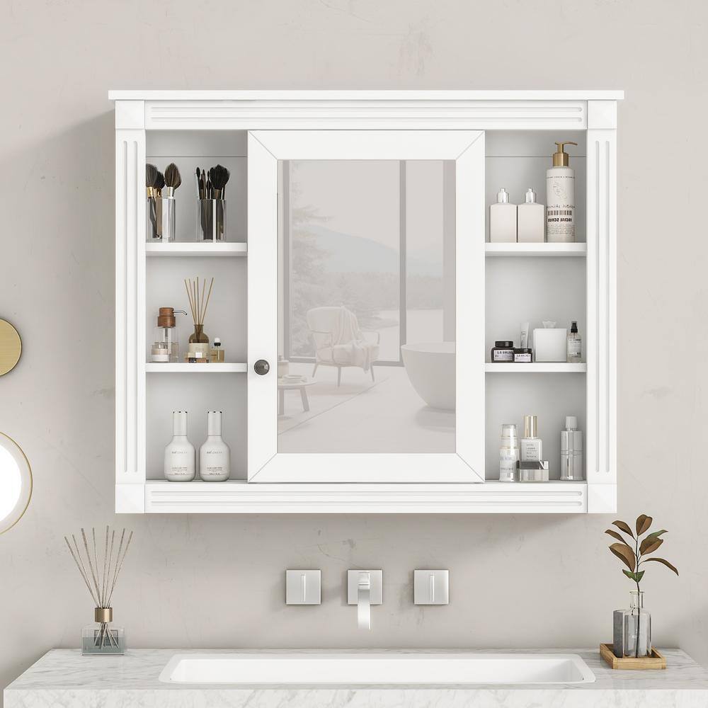 35 in. W x 29 in. H Rectangular MDF Medicine Cabinet with Mirror