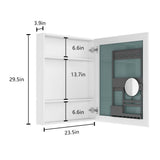 cadeninc 24 in. W x 30 in. H Rectangular Recessed/Surface Mount Beveled Single Mirror Bathroom Medicine Cabinet,White