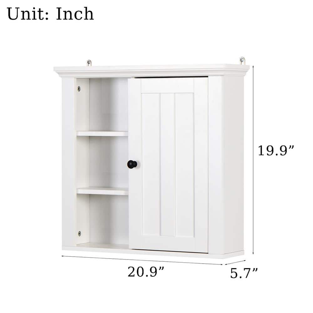 Hooseng Cripy 20.9 in. W x 19.9 in. H Framed Rectangular White Surface Mount Medicine Cabinet without Mirror