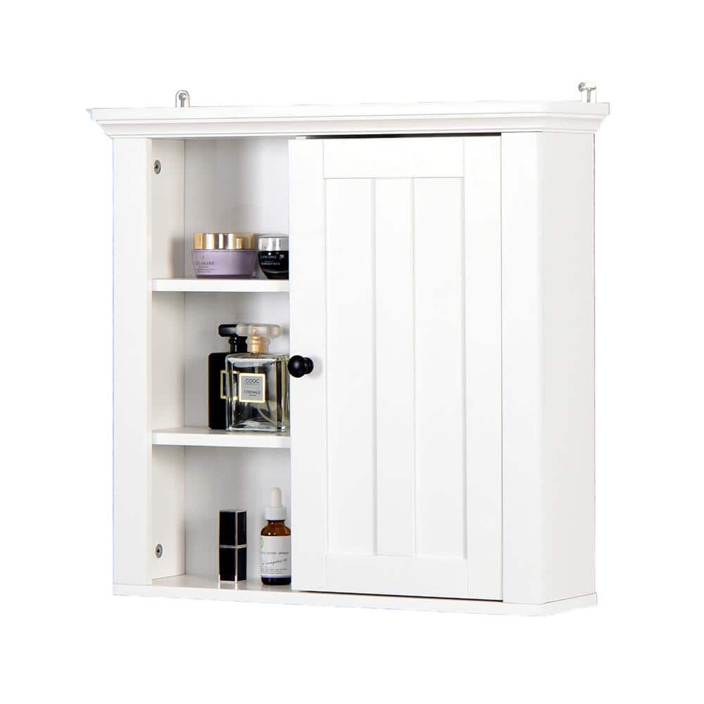 Hooseng Cripy 20.9 in. W x 19.9 in. H Framed Rectangular White Surface Mount Medicine Cabinet without Mirror