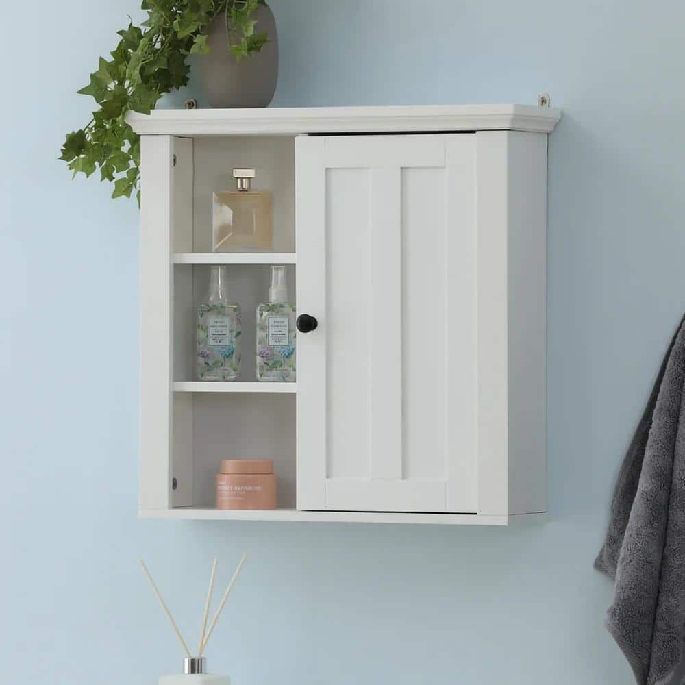 Hooseng Cripy 20.9 in. W x 19.9 in. H Framed Rectangular White Surface Mount Medicine Cabinet without Mirror
