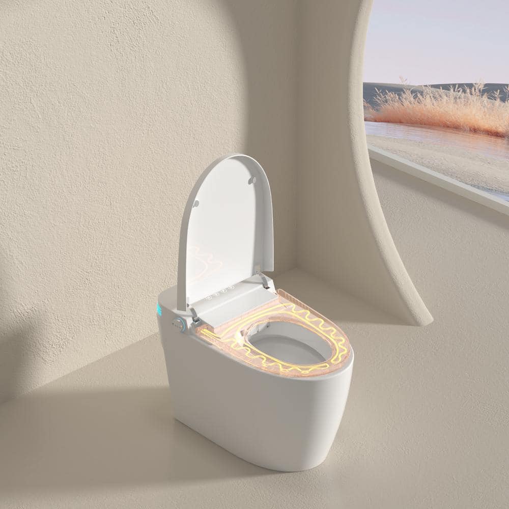 MEDUNJESS Smart Bidet Toilet 1.28 GPF with Auto Features & Voice Control - White