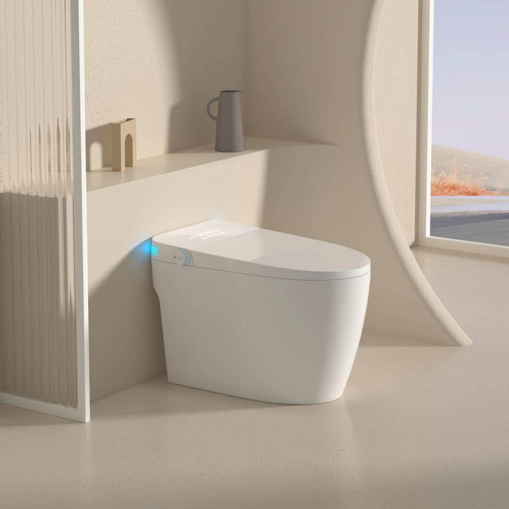MEDUNJESS Smart Bidet Toilet 1.28 GPF with Auto Features & Voice Control - White